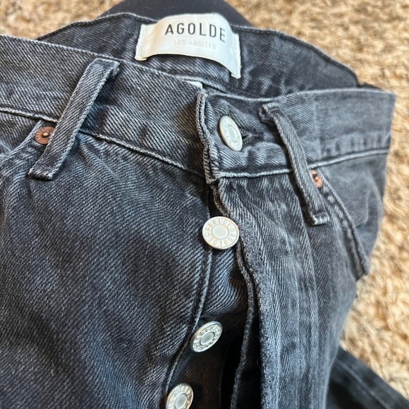 Agolde Jeans 25 Womens Black Fade High Rise The 90s Loose Straight Leg EUC - Picture 6 of 10